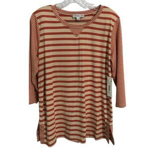 Southern Lady Blouse Small Womens Striped Long Three Quarter Sleeve New with Tag